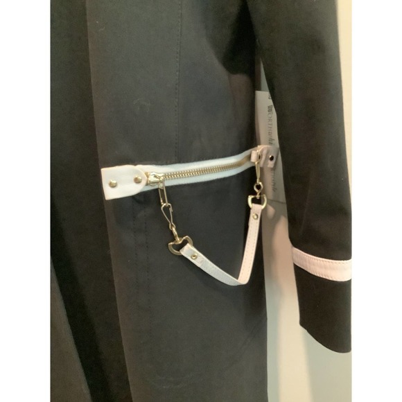 WORTH BLACK CANVAS/WHITE LEATHER TRIM WALKING COAT 10P - Picture 6 of 9